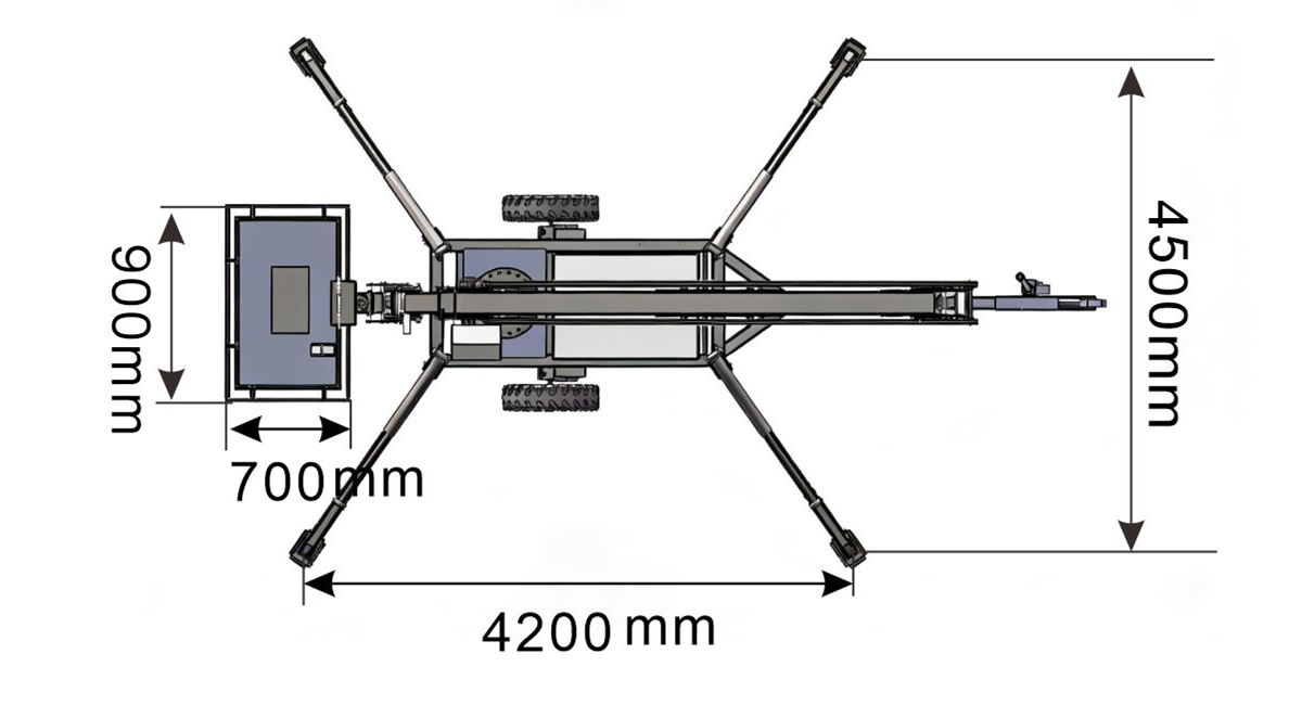 TBL16 Trailer-Mounted Boom Lift Outrigger Position