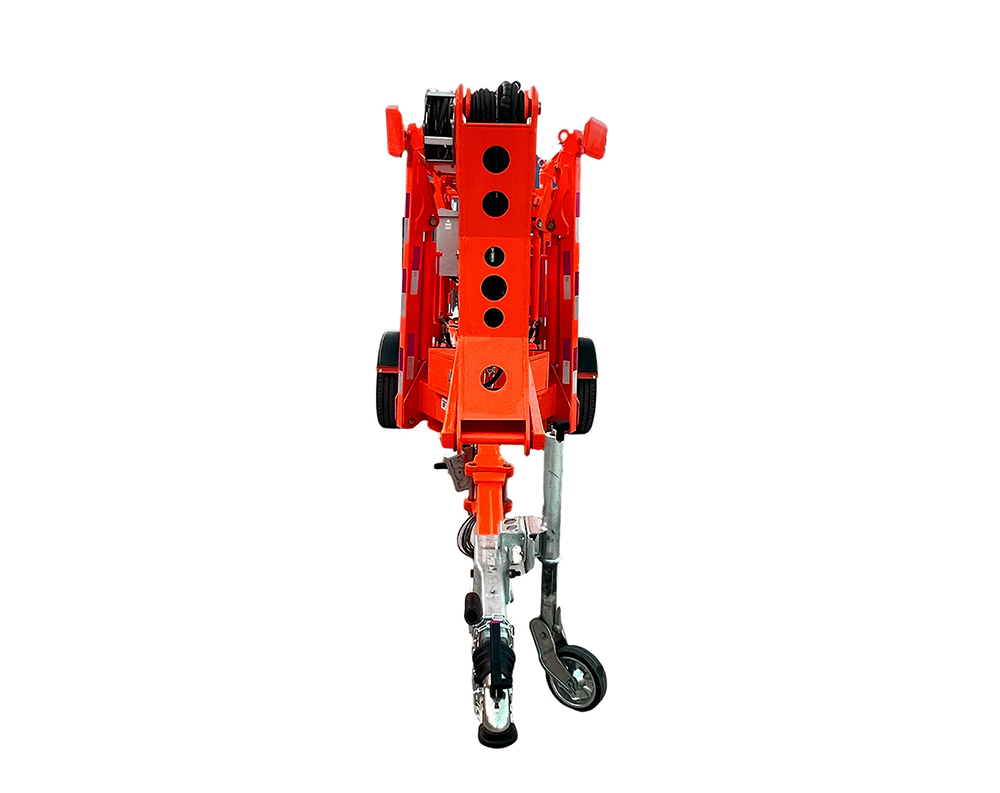 TBL24 towable boom lift packed for international shipping