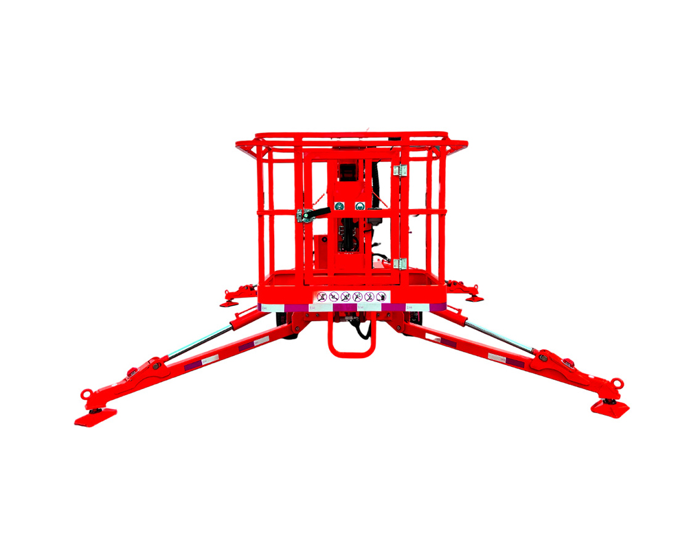 TBL24 towable boom lift with outriggers deployed