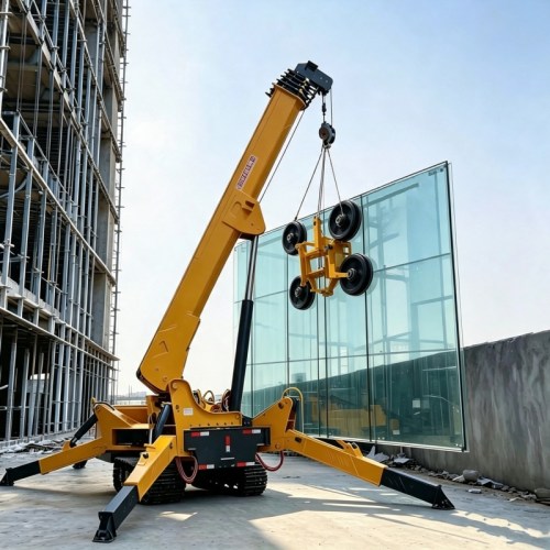 zmt spider crane curtain wall glass installation