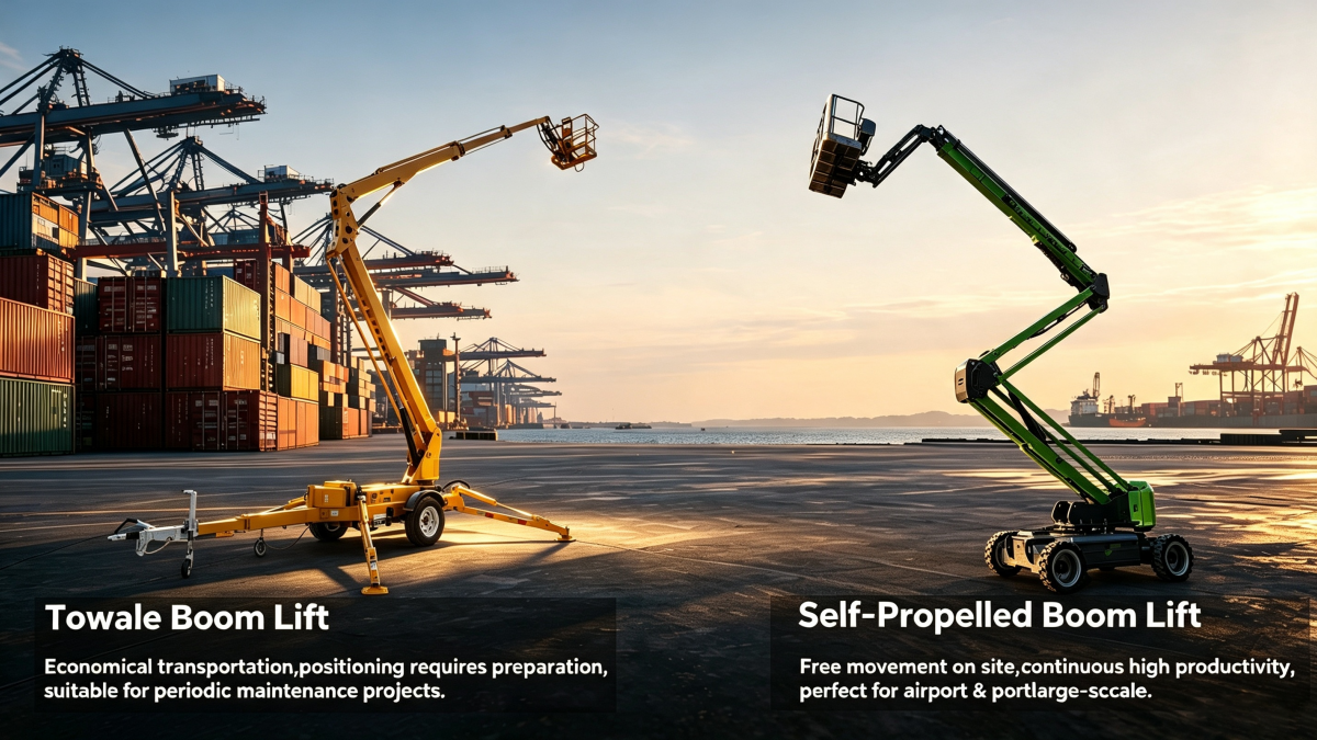 Towable boom lift and self-propelled boom lift comparison